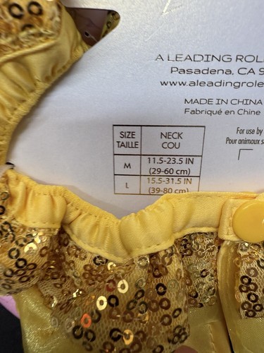 Disney Princesa Bella La Bella y la Bestia Lentejuelas Premium Collar para Mascotas Talla L Nuevo con Etiquetas - Imagen 7 de 11