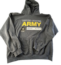 US Army Hoodie Pullover Hood Sweatshirt Pocket Gildan Size Large FLAWS