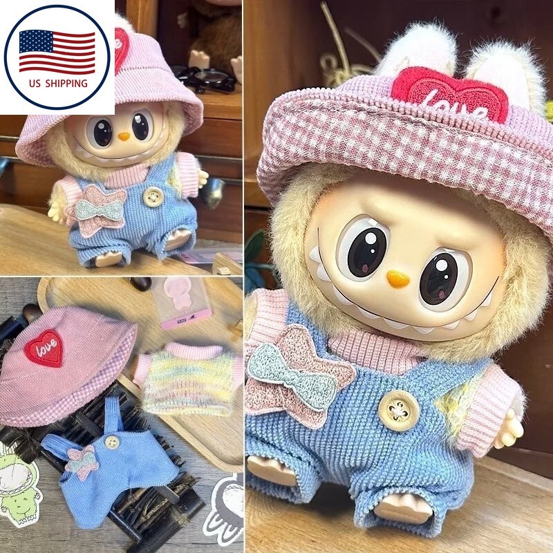 Labubu Plush Doll Summer Outfit Set with Clothes & Accessories