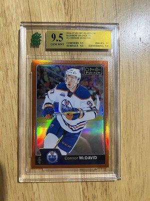 ORANGE RAINBOW /25 CONNOR McDAVID 2016-17 O PEE CHEE PLATINUM GEM MINT 9.5