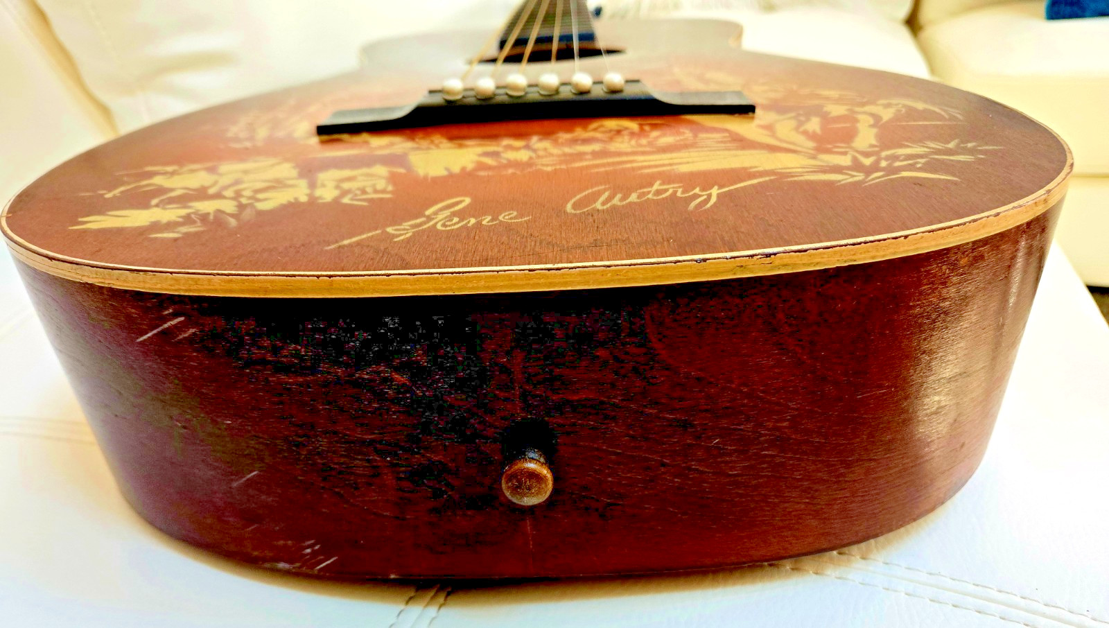 Vintage 40s Gene Autry  Cowboy Stencil Parlor Acoustic Guitar ,MUST SEE !!