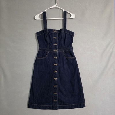 Levi's Womens Orange Tab Button Down Mini Overall Jumper Dress Size Small