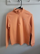Vineyard Vines Boys 12 14 Saltwater 1/4 Zip Pullover Orange L/S Preppy Basic EUC