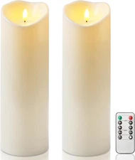 4"X12" Outdoor Waterproof Flameless Candles with Timers and Remote Control, Batt