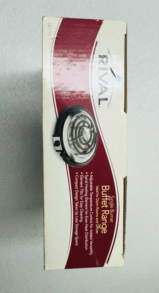  PLACA CALIENTE ELÉCTRICA RIVAL DE UN SOLO QUEMADOR NUEVO EN CAJA ~ TEMPERATURA AJUSTABLE. & FÁCIL LIMPIEZA Foto 3 de 4