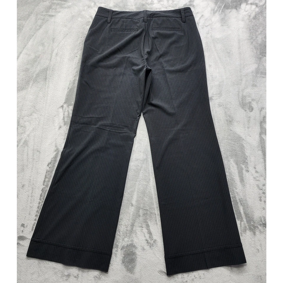 Pantalones CAbi para mujer 10 gris carbón tostado rayas pierna ancha puños pantalones oficina Foto 3 de 4