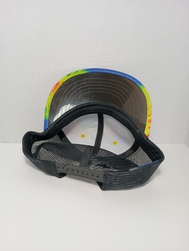 Tye Dye Navy Green Blank Pattern Transparent PVC Snapback Trucker Mesh Hat Cap - Picture 5 of 6