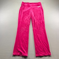 Juicy Couture Bling Track Pants Womens Medium Pink Velour Stretch Rhinestone