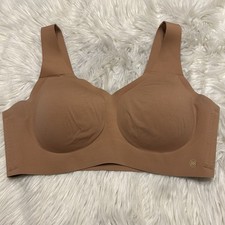 Honeylove XL Bra Brown V Neck Wireless Pullover Wide Strap Removable Pads