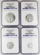 2007 W 1.85 Oz Platinum American Eagle Burnished 4 Coin Set NGC MS70 ER KEY DATE 4210.81 per troy oz