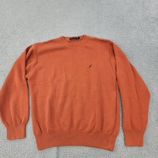 Nautica Sweater Mens XL Orange Logo Pullover