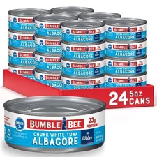 (24 pack) Bumble Bee Chunk White Albacore Tuna in Water, Wild Caught