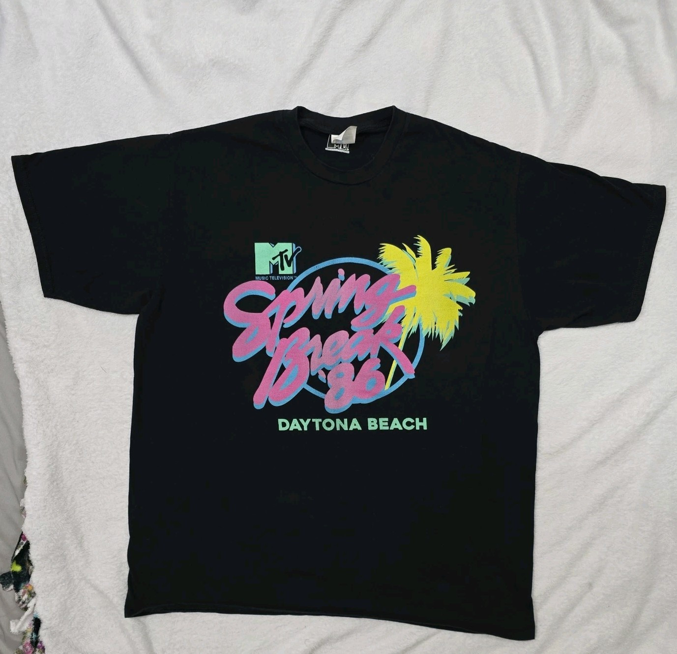 Port & Company MTV Spring Break 86 Dayton Beach, Black T Shirt Size XL