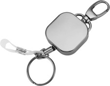 Heavy Duty Retractable Carabiner Keychain Belt Clip 28.3 Inch Steel Wire