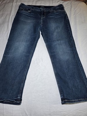 Silver Jeans Suki Capri Womens W32 Blue Denim Stretch.