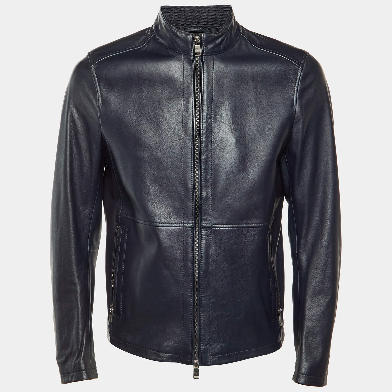 Boss By Hugo Boss Midnight Blue Leather Jacket M