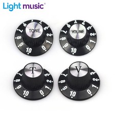 2/4pcs Aluminium Guitar Tone & Volume Control Knobs Silver Top Hat Bell for L...