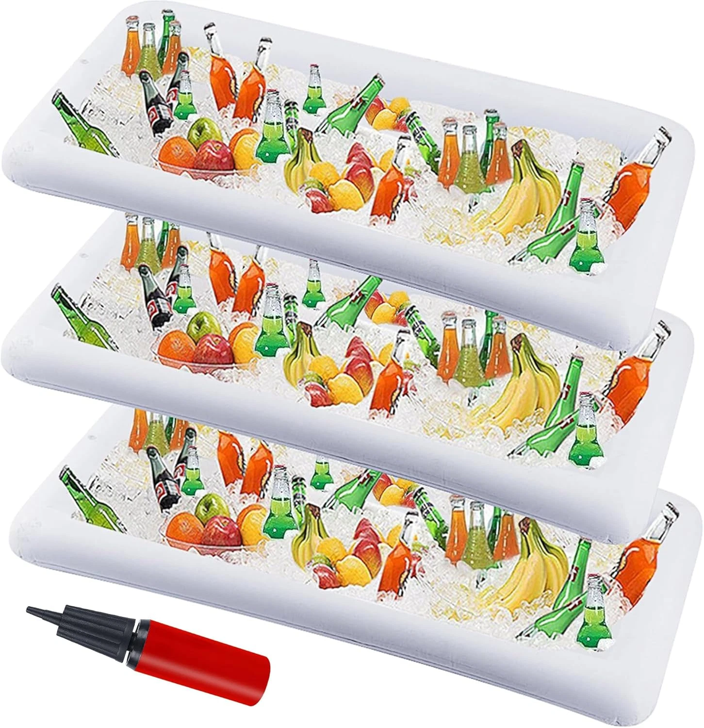 Inflatable Serving Bar, 3 Pack Ice Serving Buffet Salad Cooler Drink Containers