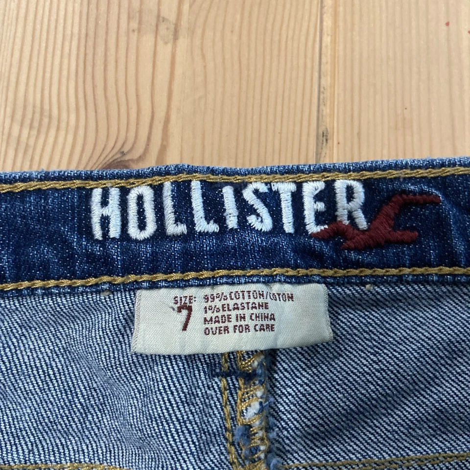 Linda minifalda vintage Y2K Hollister Jean tiro bajo arcos muñeca bebé años 7 00 de mezclilla Foto 2 de 4