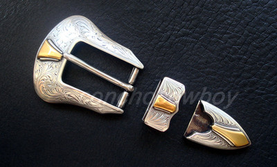 WESTERN COWBOY ANTIQUE GOLD FLORAL ENGRAVED BELT BUCKLE SET FIT 1'' WIDE STRAP