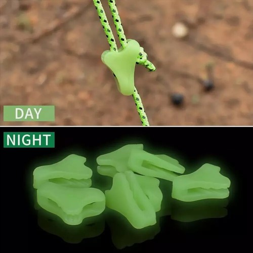 10Pcs Outdoor Camping Awning Anti-slip Triangle Tent Rope Buckles Luminous - Picture 3 of 13