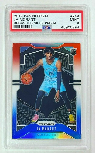 2019-20 Panini Prizm Ja Morant Red White Blue PSA 9 Rookie Card RC Grizzlies 249 - Picture 1 of 2