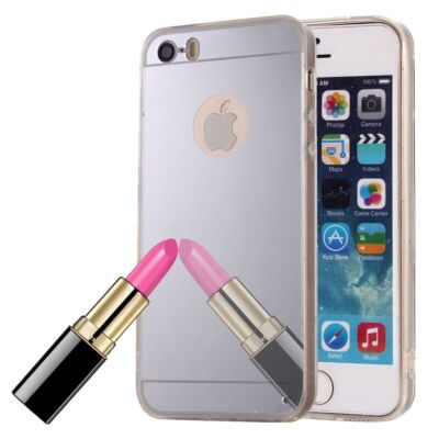 Apple iPhone 5 / 5s / SE Handy-Hülle Spiegel Soft-Case Schutz-Cover Etuis Silber