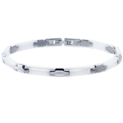 BOCCIA Damenschmuck Armband Reintitan Keramik Weiß Poliert Länge 20 cm 0392-01
