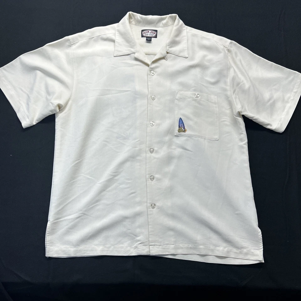 Ron Jon Surf Shop “I Don’t Do Mornings” Button Short Sleeve Shirt Men L Ivory  - Image 3 of 4