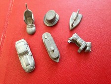 Original Waddingtons Vintage Set Of Six 6 Pewter Monopoly Playing Pieces Tokens 