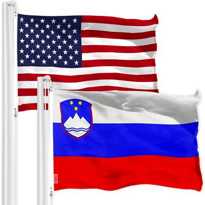 Combo Pack: American USA Flag & Slovenia Flag 3x5 Ft, Both Printed 150D Poly