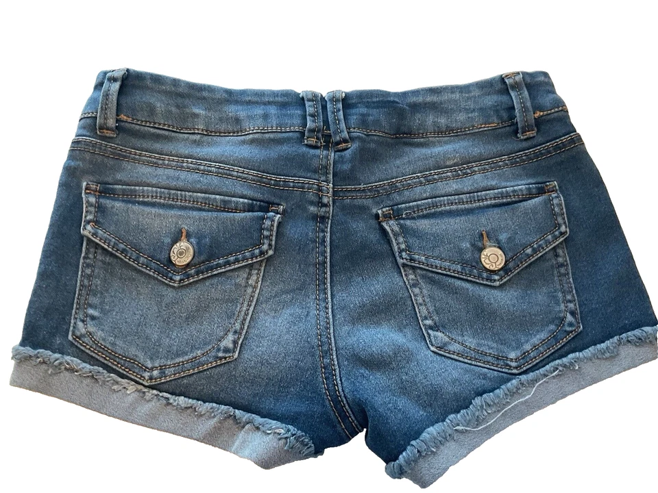 Pantalones Cortos de Denim PARIS BLUES Con Puños Corte Para Mujer/JR Talla 5 Denim Envejecido Foto 3 de 4