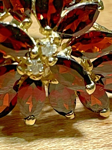 RACIMOS DE FLOR DE GRANATE 3,5 CM ORO 14K CON ANILLO DE DIAMANTES - Imagen 5 de 9