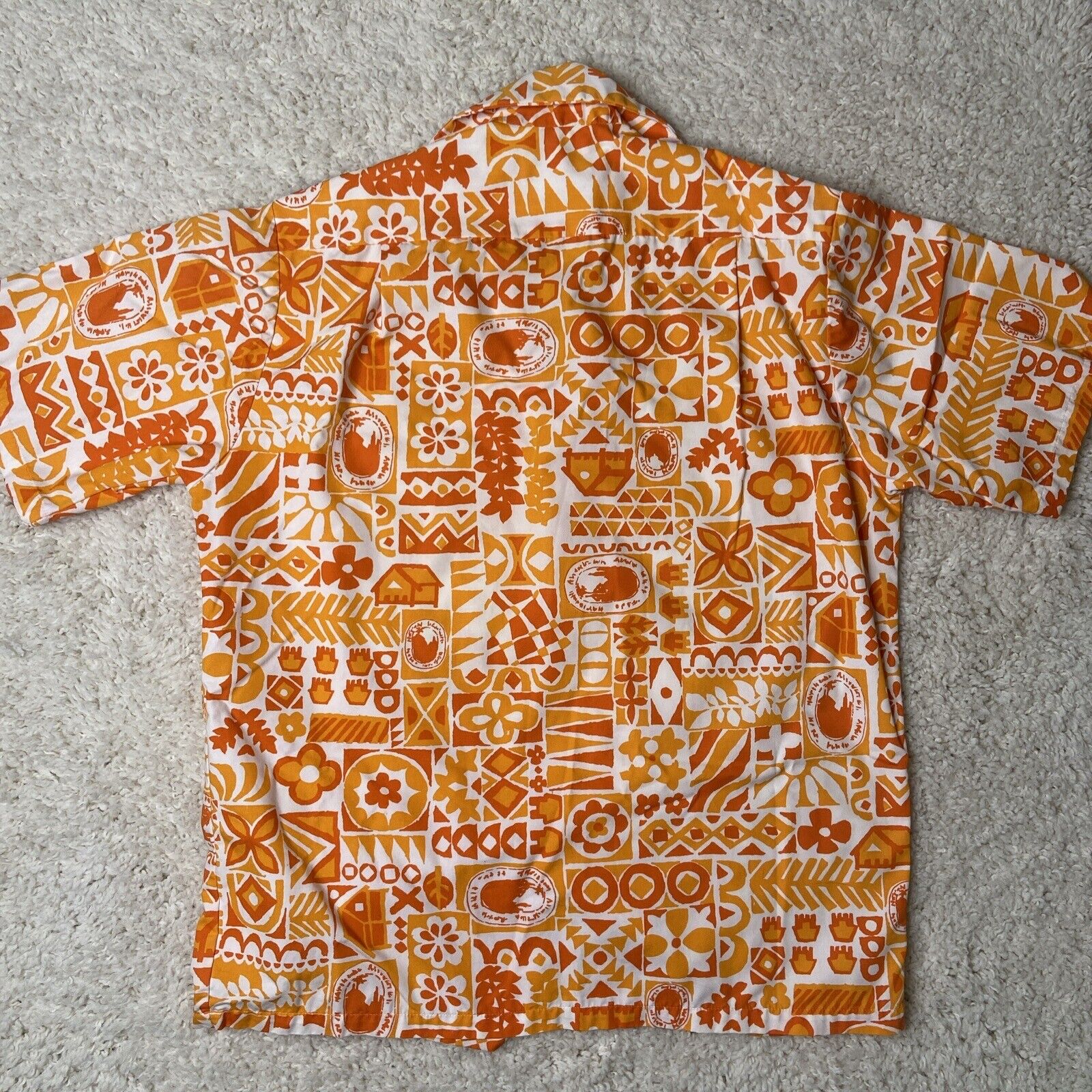 1970’s Vintage Hawaiian Shirt Orange National Ass… - image 5