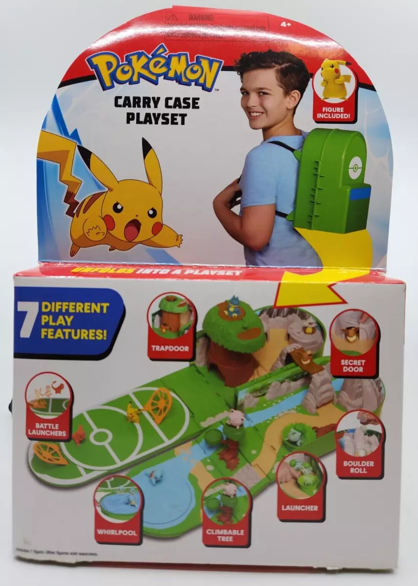 Pokemon Carry Case Playset Portable Backpack Travel Toy 2 Pikachu Figure  New