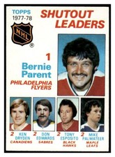 1978-79 Topps 70 Shutout Leaders Bernie Parent Dryden Edwards Esposito Palmateer