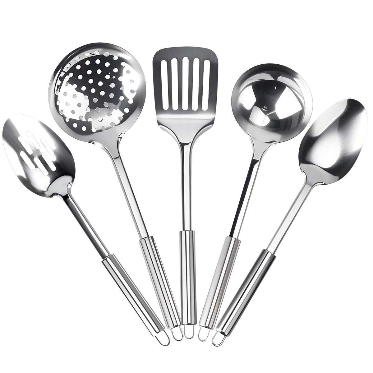 Cooking Utensils Set 5 PCS Stainless Steel Spoons & Spatula & Ladle Kitchen Tool