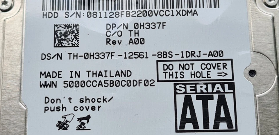 Hard Drive HDD 160GB 2.5" SATA Hitachi HTS543216L9A300 DATE: NOV-08 - Image 2 of 4