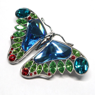 SWAROVSKI Multicolor crystal butterfly pin Brooche 925