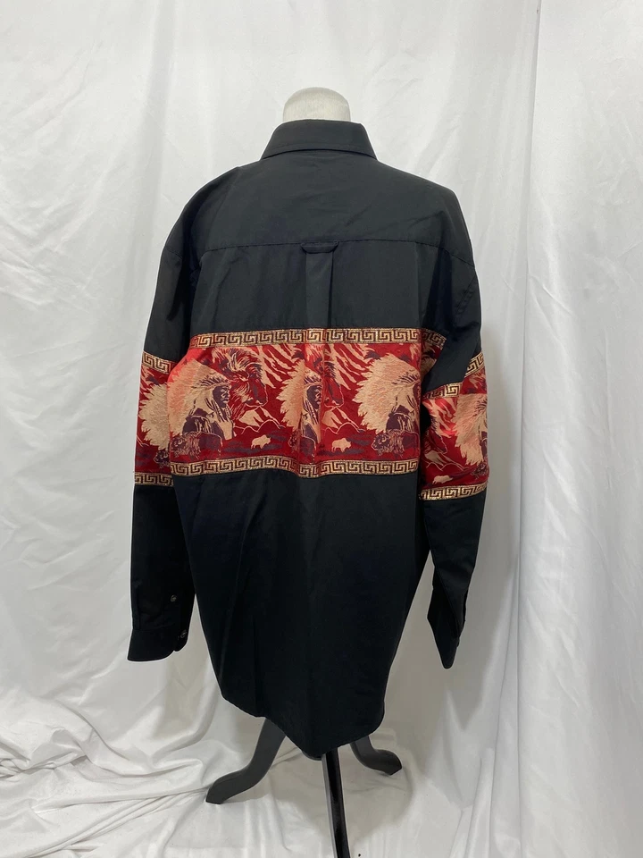 Camisa Western Grande Para Hombre Buffalo Country Negra y Roja Con Botones Foto 4 de 4