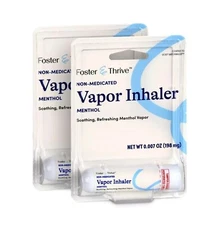 2 Pack Vapor Inhaler Non Medicated Nasal Decongestant Foster & Thrive 0.007 oz