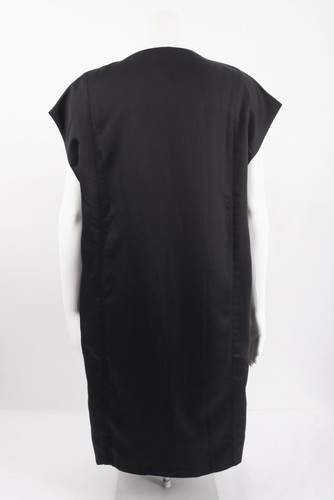 Massimo Dutti Womens Shift Dress M Black Knee Length Short Sleeve 6600/510 NWT - Picture 4 of 7