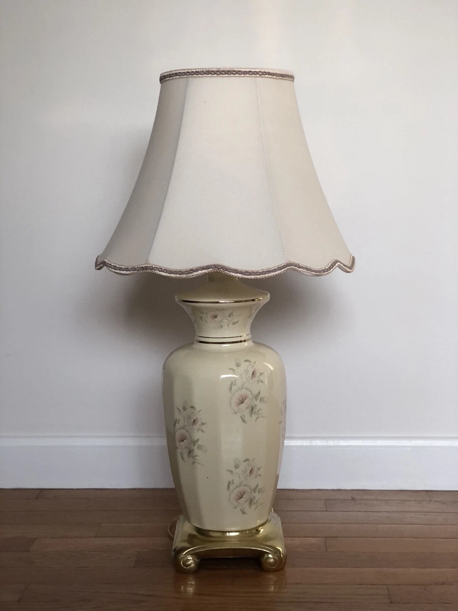 Lenox China Floral Table Lamp Brass Base eBay