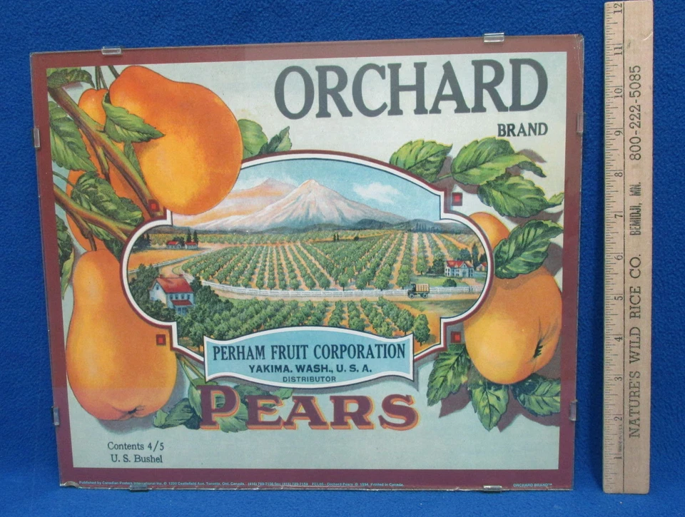 Reproduction Fruit Crate Labels Orchard Pears Morjon Apples Plastic Frames Clear - Image 3 of 4