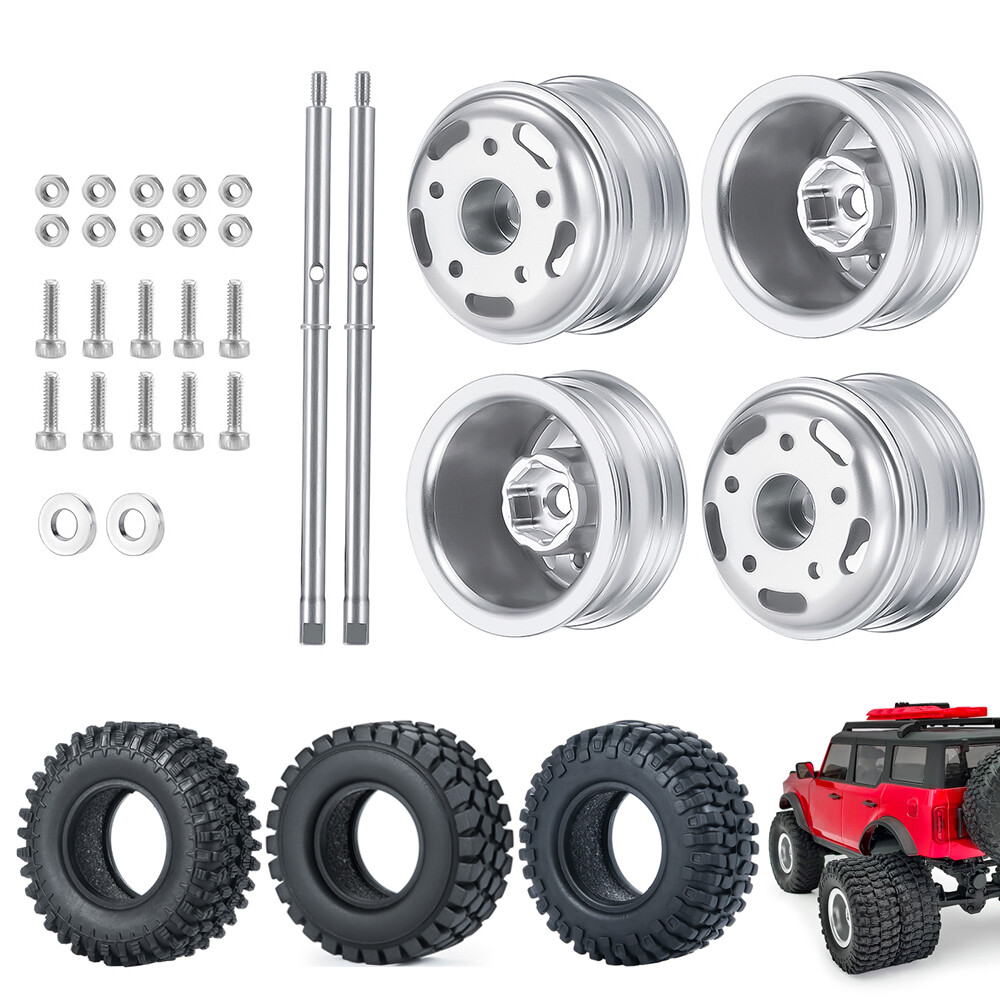 4Pcs 1.0" Aluminum Beadlock Wheels For Axial SCX24 1/24 RC Crawler - Upgraded Rims With Nuts
