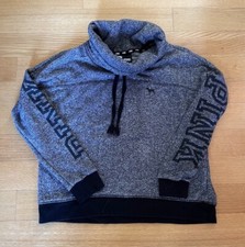 Victoria Secret Pink Pullover Medium Gray Cowl Neck Sweatshirt Size Large