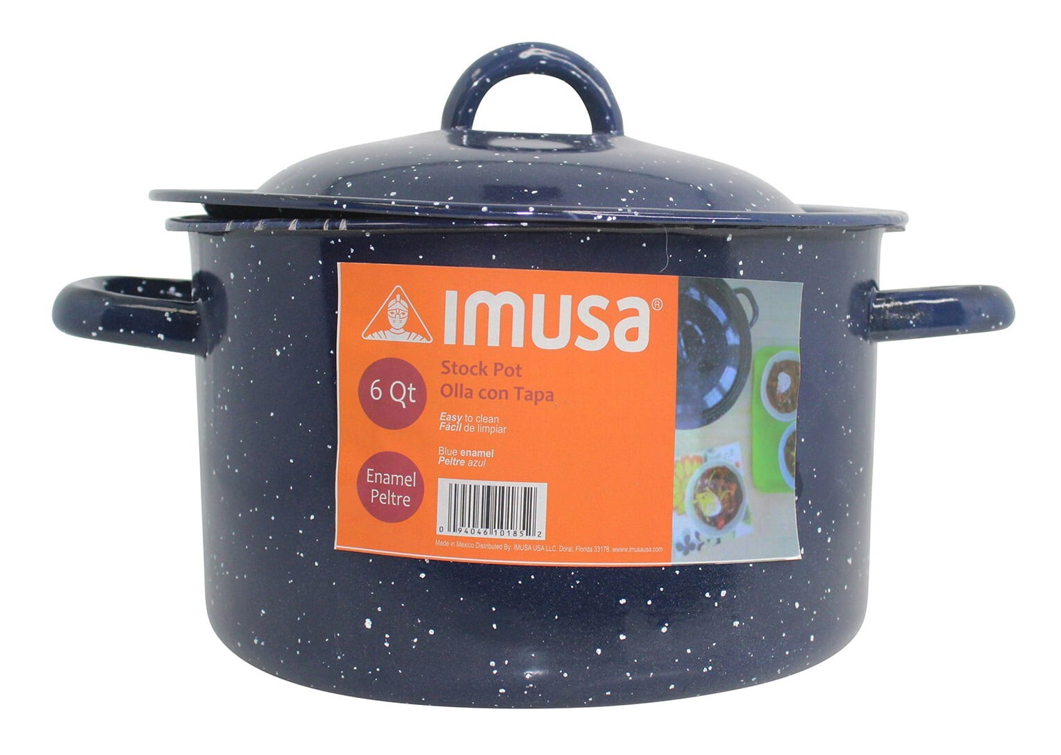 Imusa Blue Speckled Enamel Stock Pot 6 Quart eBay