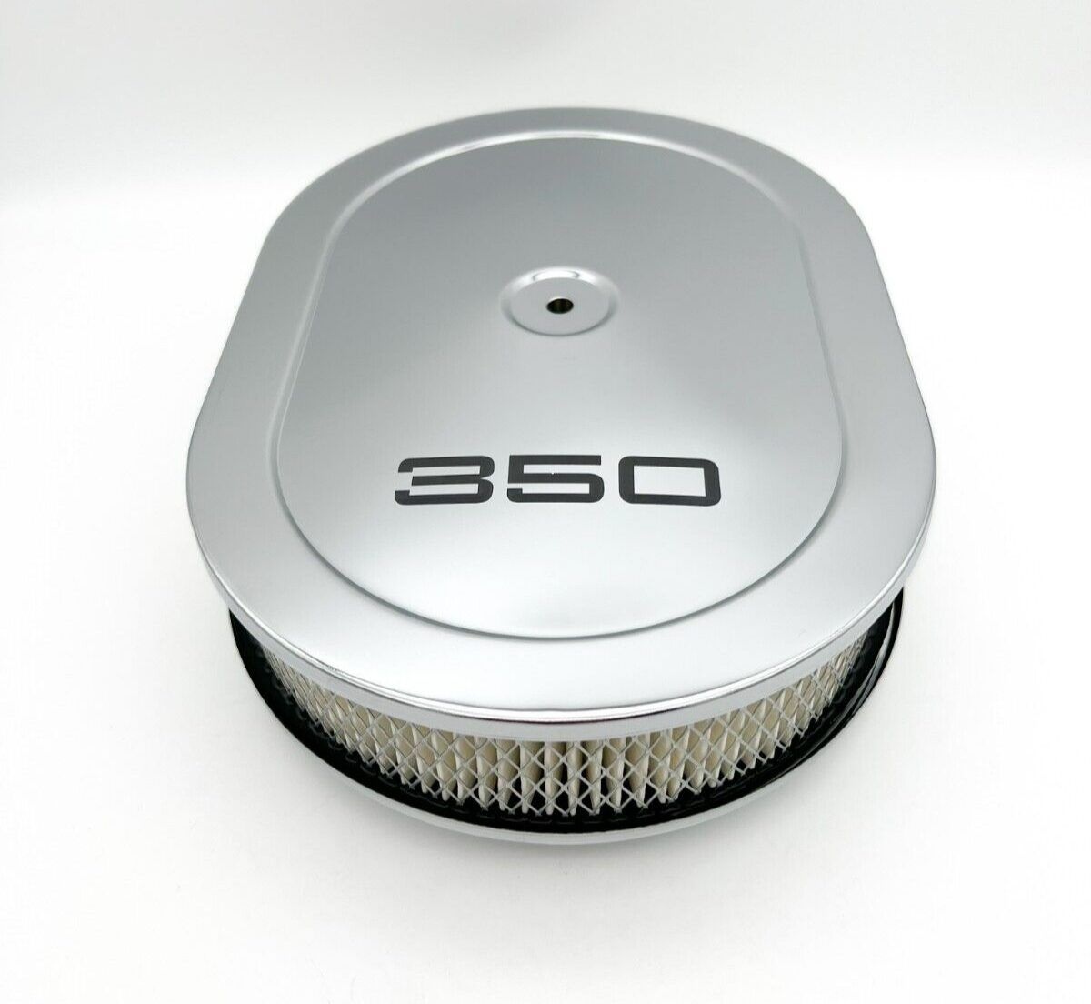 12" Oval Chrome Air Cleaner Assembly w/ Engraved Small Block Chevy SBC