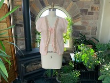 Vintage 1930s Peach Silk Ecru Irish Lace Bed Jacket Willa Loom Label