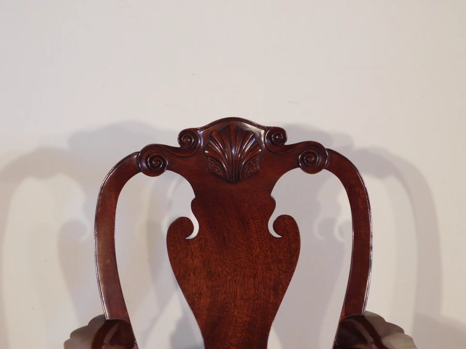 Silla Kindel Winterthur Queen Anne caoba concha de cereza tallada #2 Foto 2 de 4